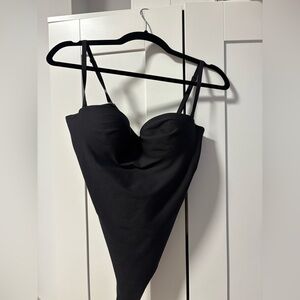 Skims Black Strap Bodysuit with Sweetheart Neckline